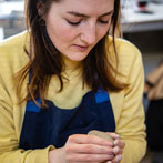 Rebecca Brown working in her studio 2019